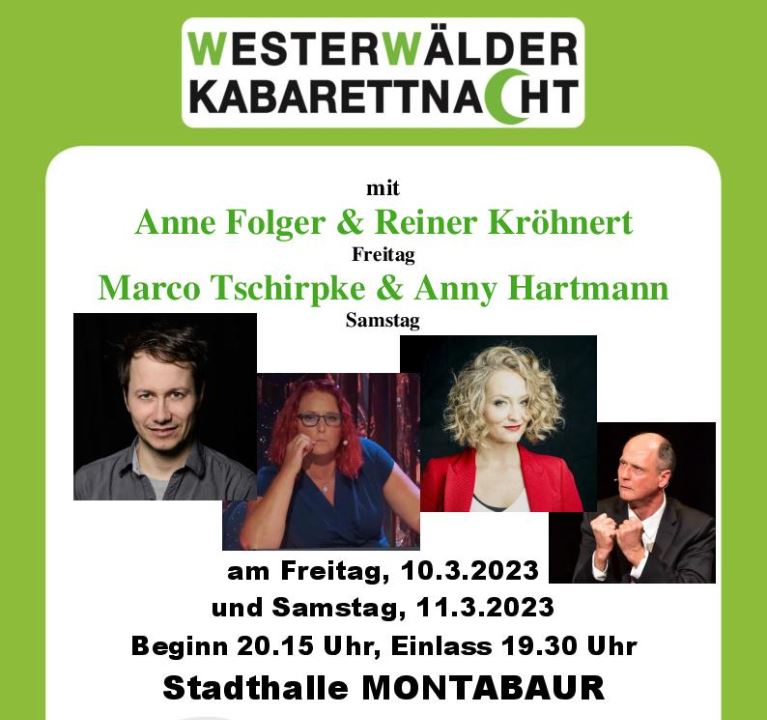 Westerwälder Kabarettnacht am 10 und 11. März 2023 in der Stadthalle Montabaur